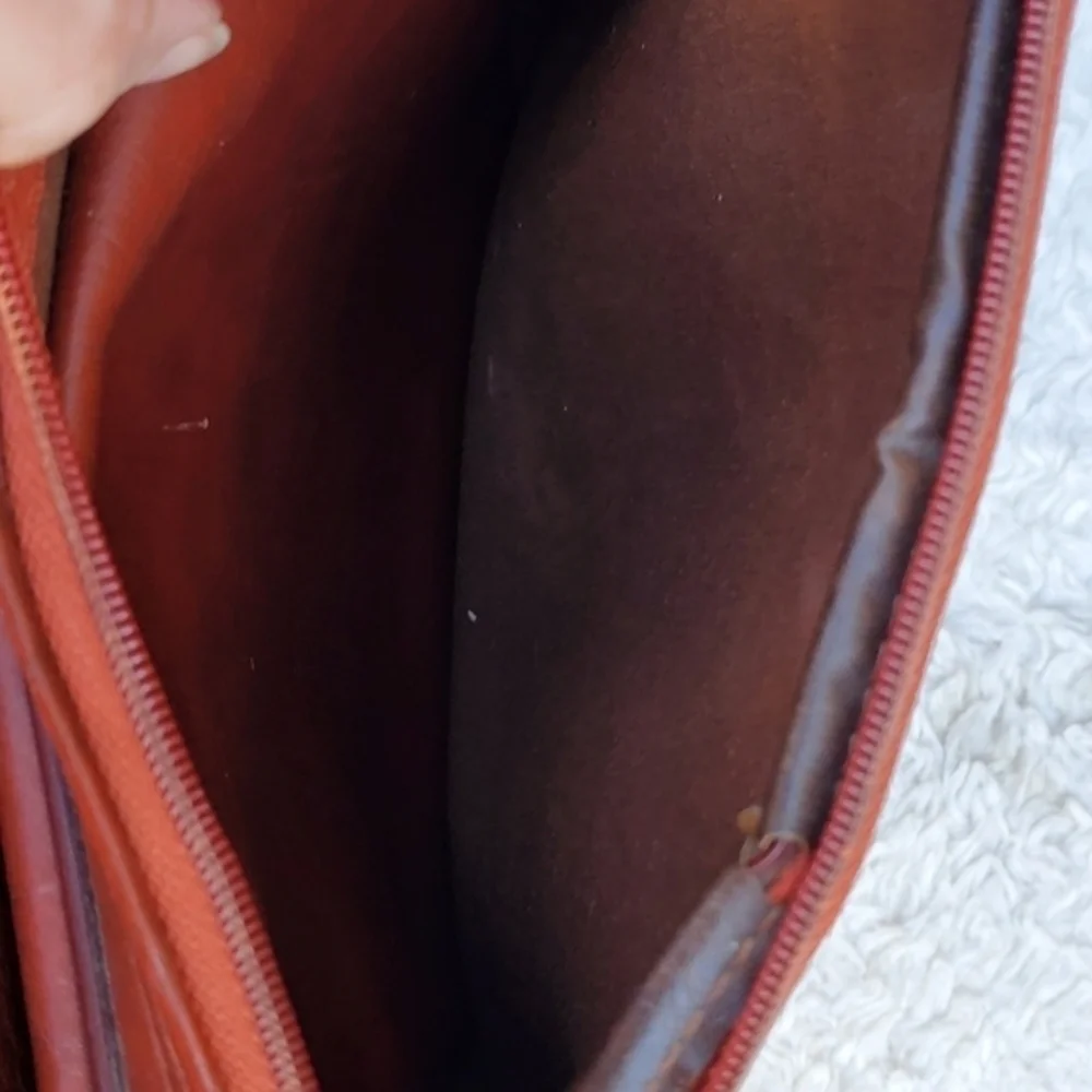 Vintage Jetliner Cognac Brown Leather Crossbody Bag Retro Travel Camera Purse